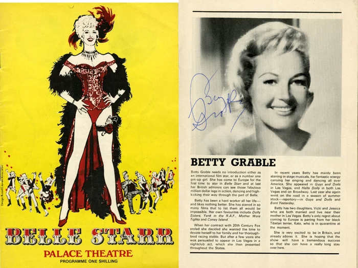 Betty Grable autograph