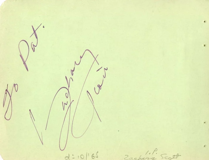 Zachary Scott autograph