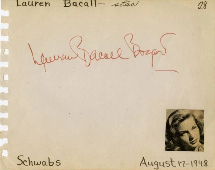 Lauren Bacall autograph