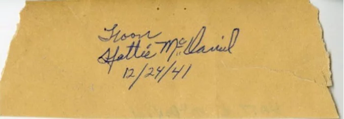 Hattie McDaniel autograph
