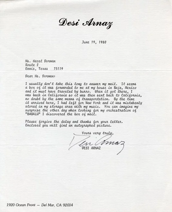 Desi Arnaz autograph