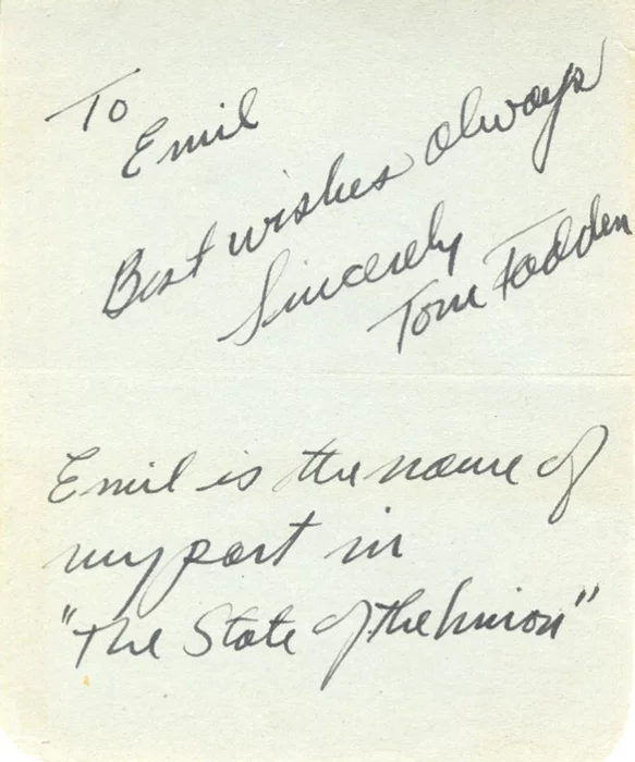 Tom Fadden autograph