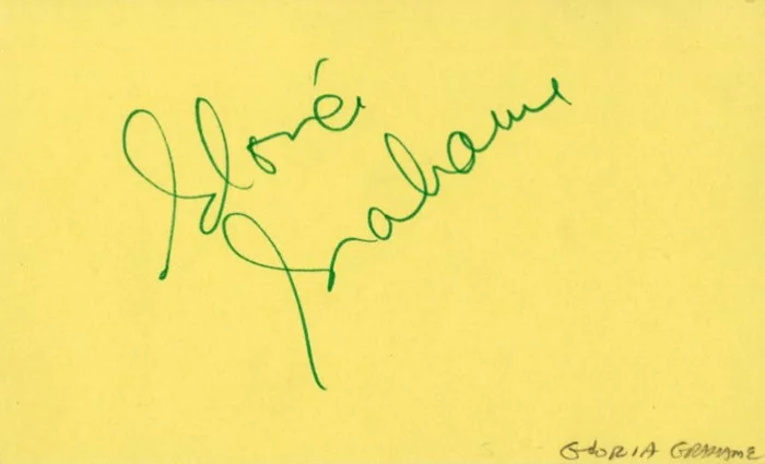 Gloria Grahame autograph