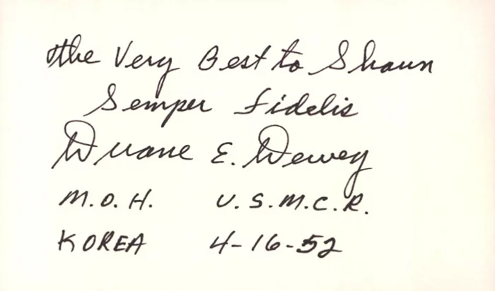 Duane E. Dewey autograph