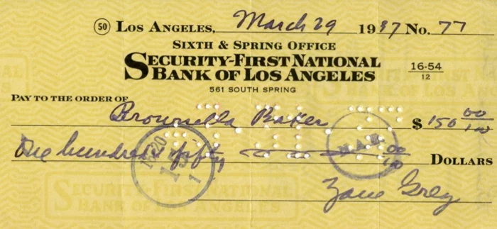 Zane Grey autograph