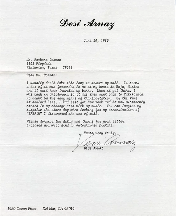 Desi Arnaz autograph
