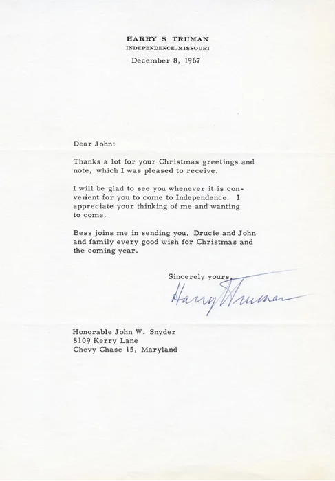 Harry S. Truman autograph