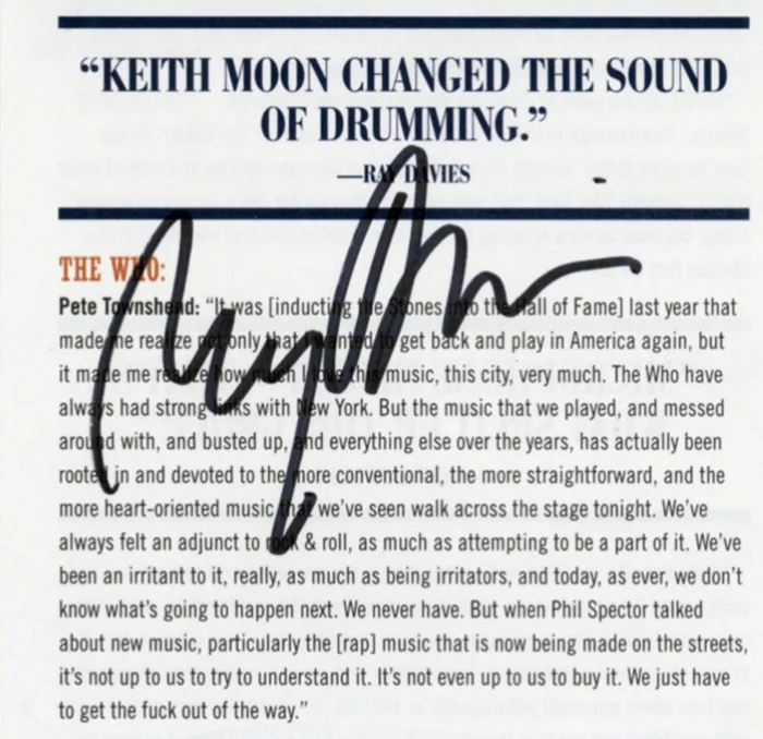 Ray Davies autograph