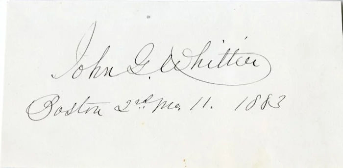 John Greenleaf Whittier autograph
