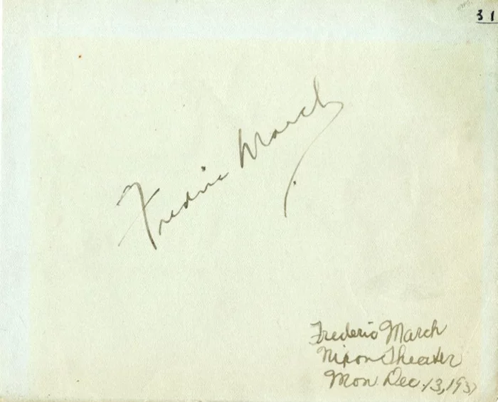 Fredric March autograph