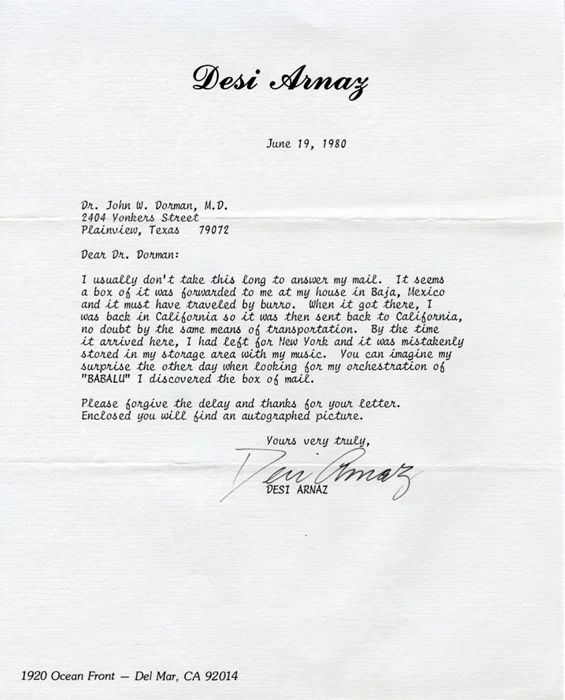 Desi Arnaz autograph