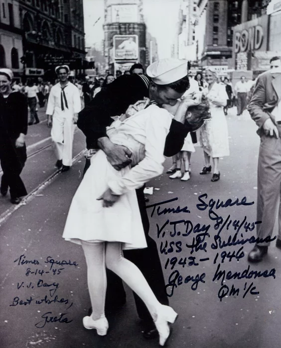 V-J Day Nurse and Sailor autograph