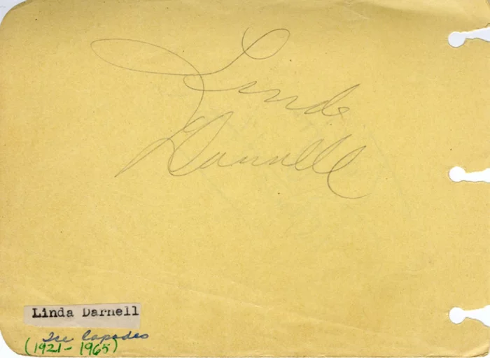 Linda Darnell autograph