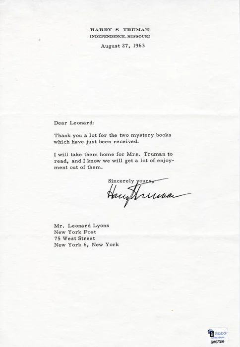 Harry S. Truman autograph