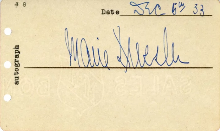 Marie Dressler autograph