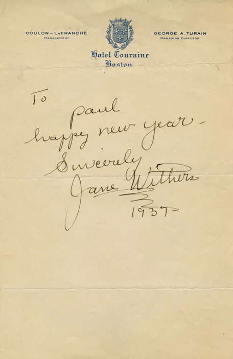 Jane Withers autograph