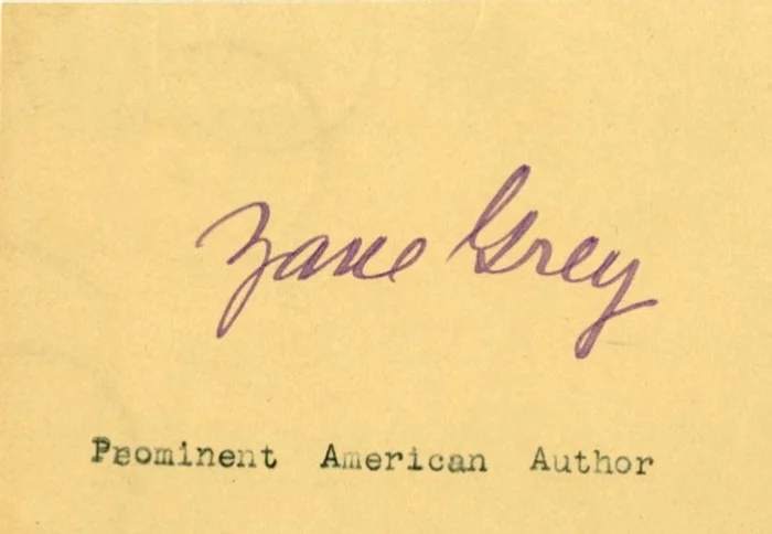 Zane Grey autograph