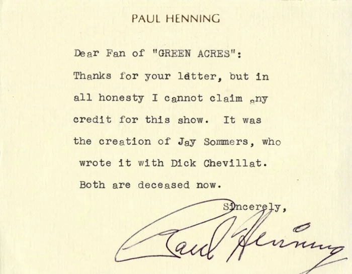 Paul Henning autograph