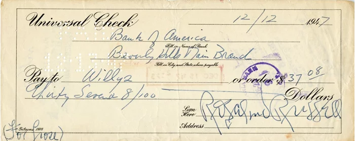 Rosalind Russell autograph