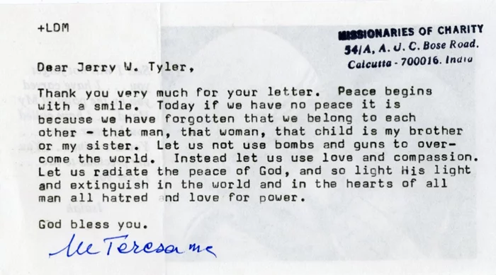 Mother Teresa autograph