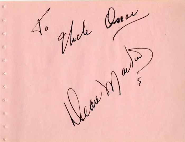 Dean Martin autograph