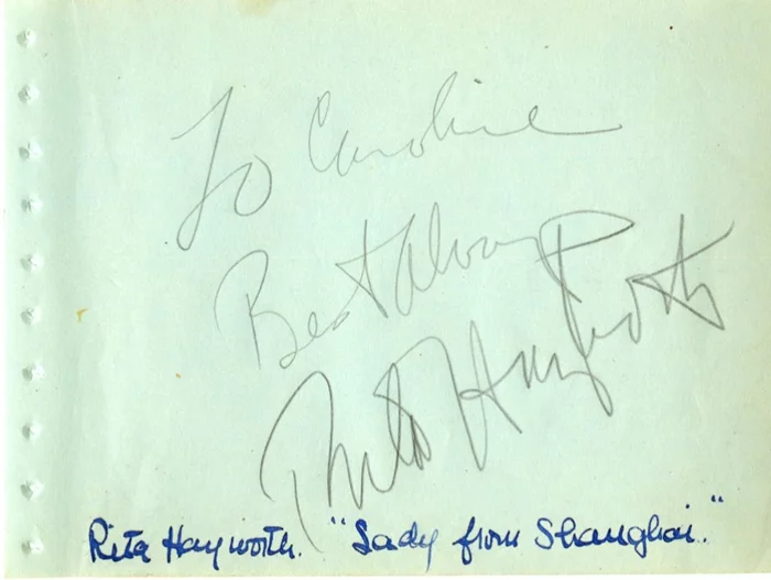 Rita Hayworth autograph