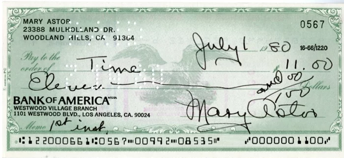 Mary Astor autograph