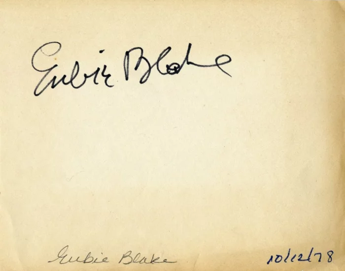 Eubie Blake autograph