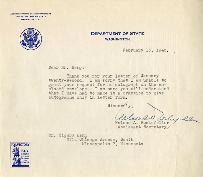 Nelson Rockefeller autograph