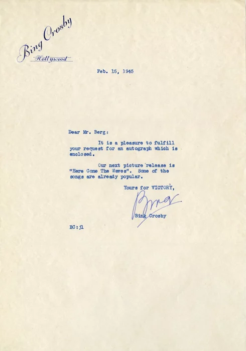 Bing Crosby autograph