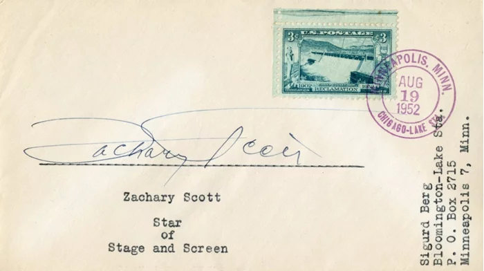 Zachary Scott autograph