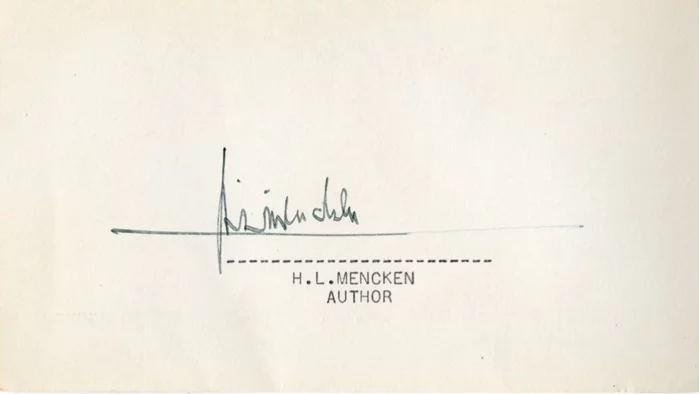 H.L. Menken autograph