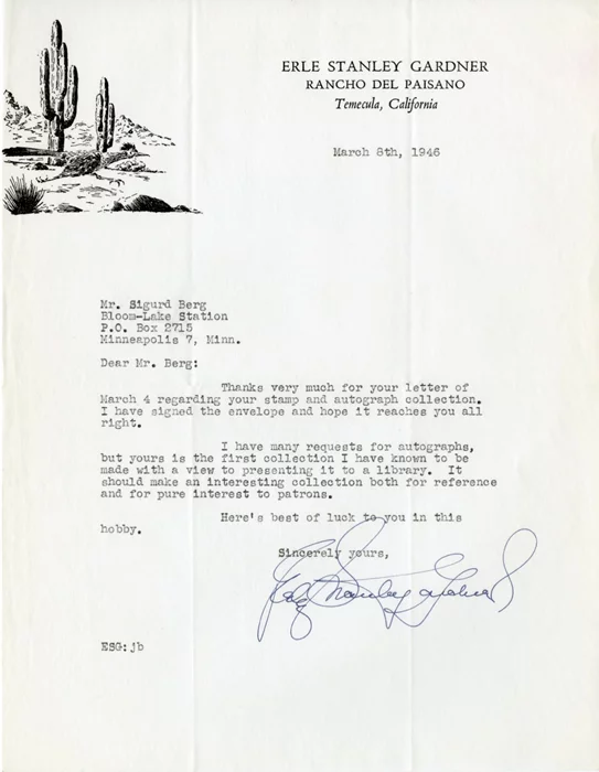 Erle Stanley Gardner autograph