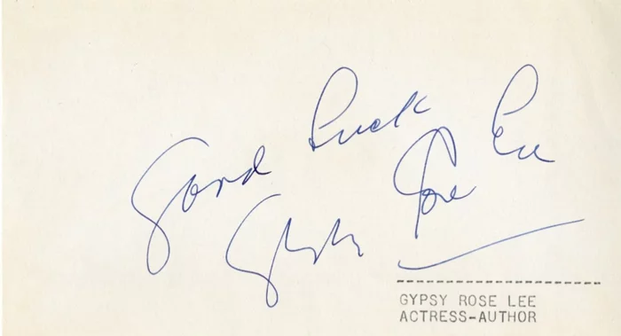 Gypsy Rose Lee autograph