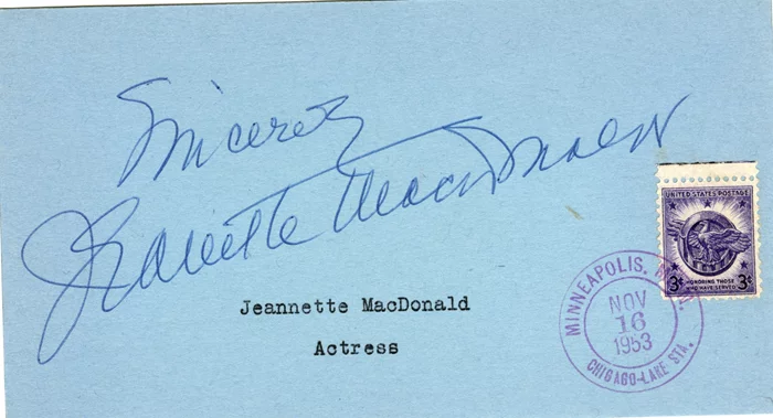 Jeanette MacDonald autograph