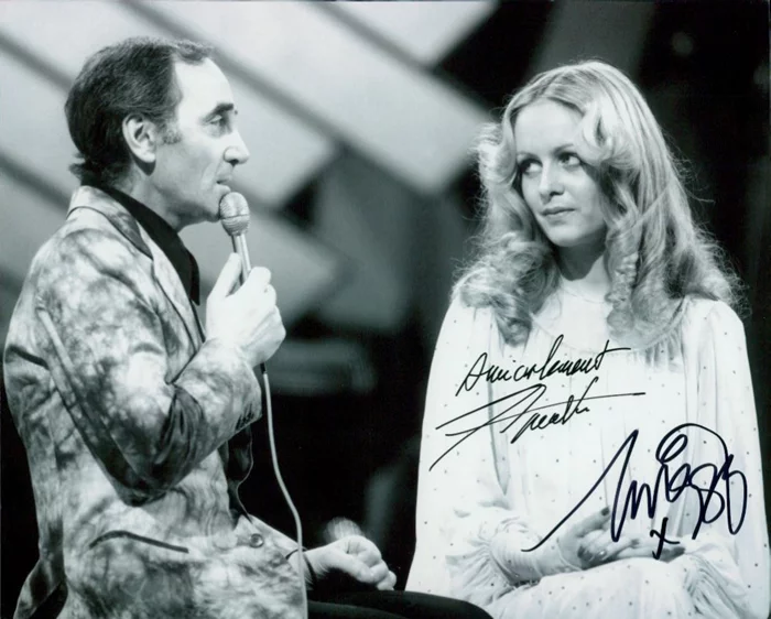 Charles Aznavour and Twiggy autograph