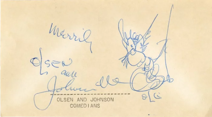 Olsen and Johnson autograph