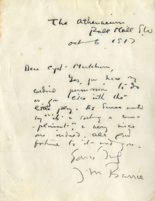 J.M. Barrie autograph