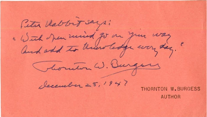Thornton W. Burgess autograph