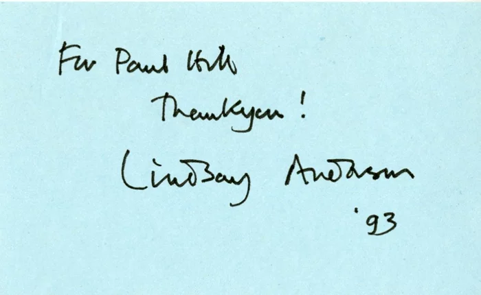 Lindsay Anderson autograph