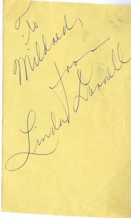 Linda Darnell autograph