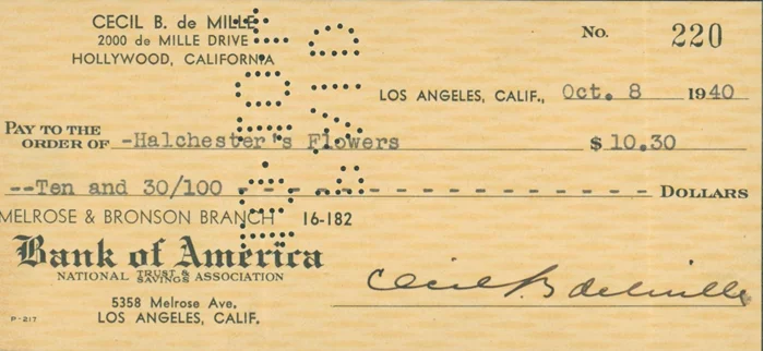 Cecil B. DeMille autograph