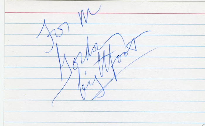 Gordon Lightfoot autograph