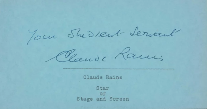 Claude Rains autograph