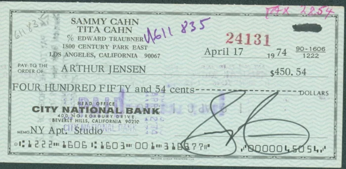 Sammy Cahn autograph