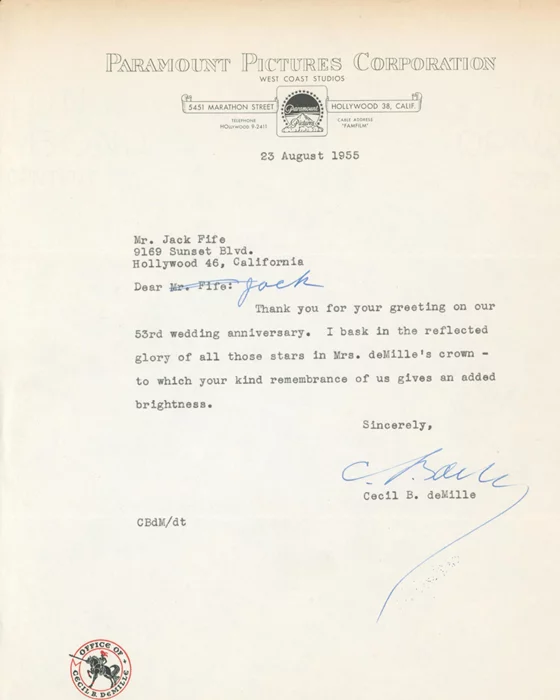 Cecil B. DeMille autograph