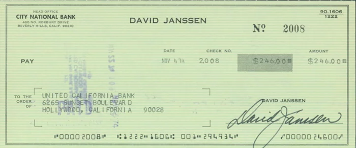 David Janssen autograph