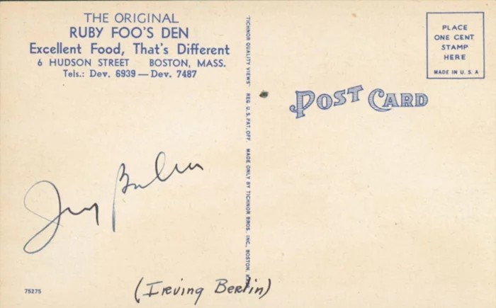 Irving Berlin autograph
