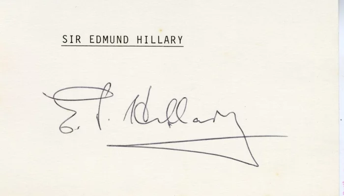 Sir Edmund Hillary autograph