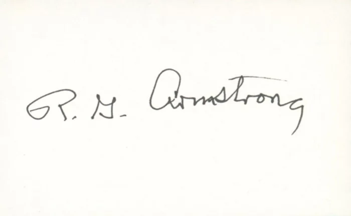 R. G. Armstrong autograph